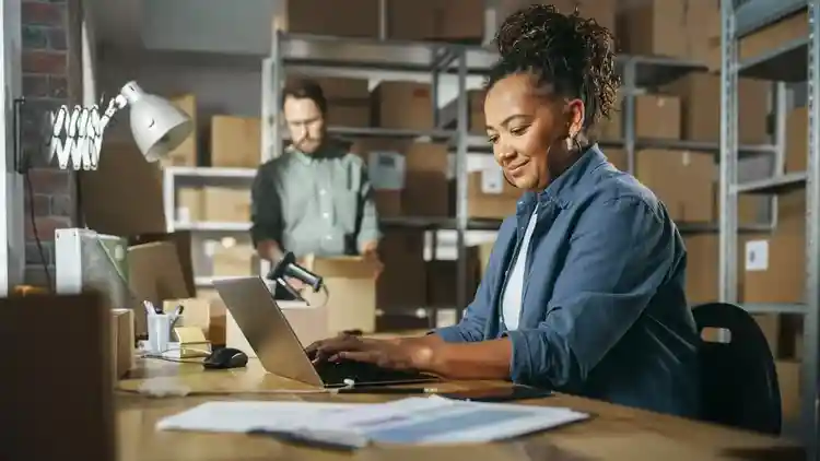 Small-business team collaborating in their workplace